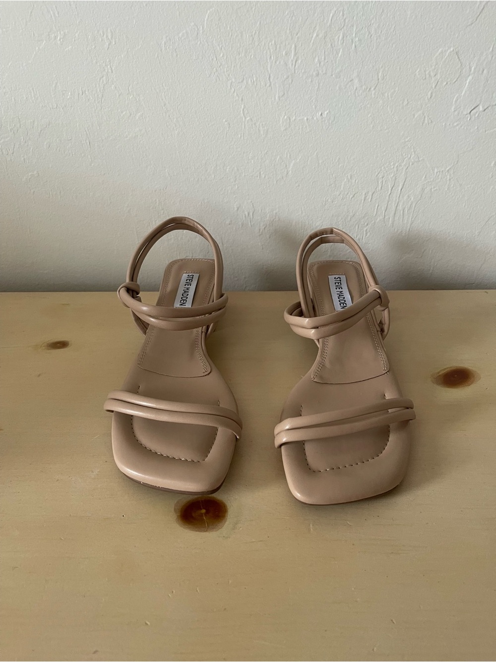 Steve Madden Beige Strappy Square-Toe Sandals